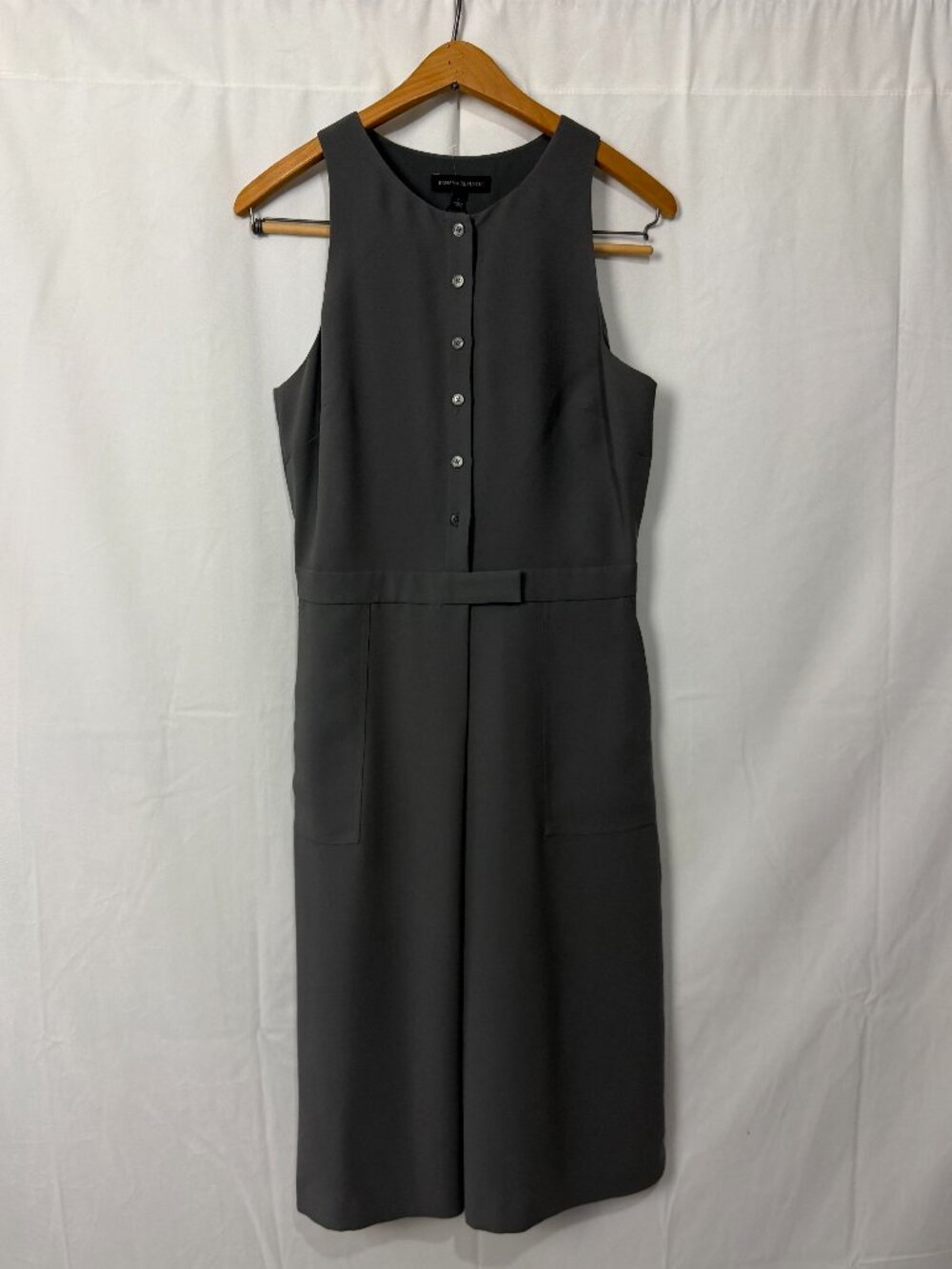 NWOT Banana Republic Gray Sleeveless Button Front Dress Women Sz 4 Workwear